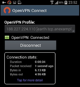 Az OpenVPN sikeresen csatlakozott