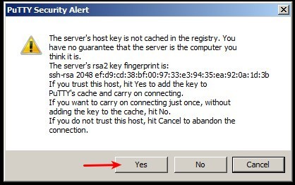 Confirm the SSH server key
