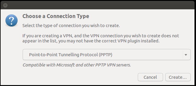 PPTP VPN connection type in Ubuntu